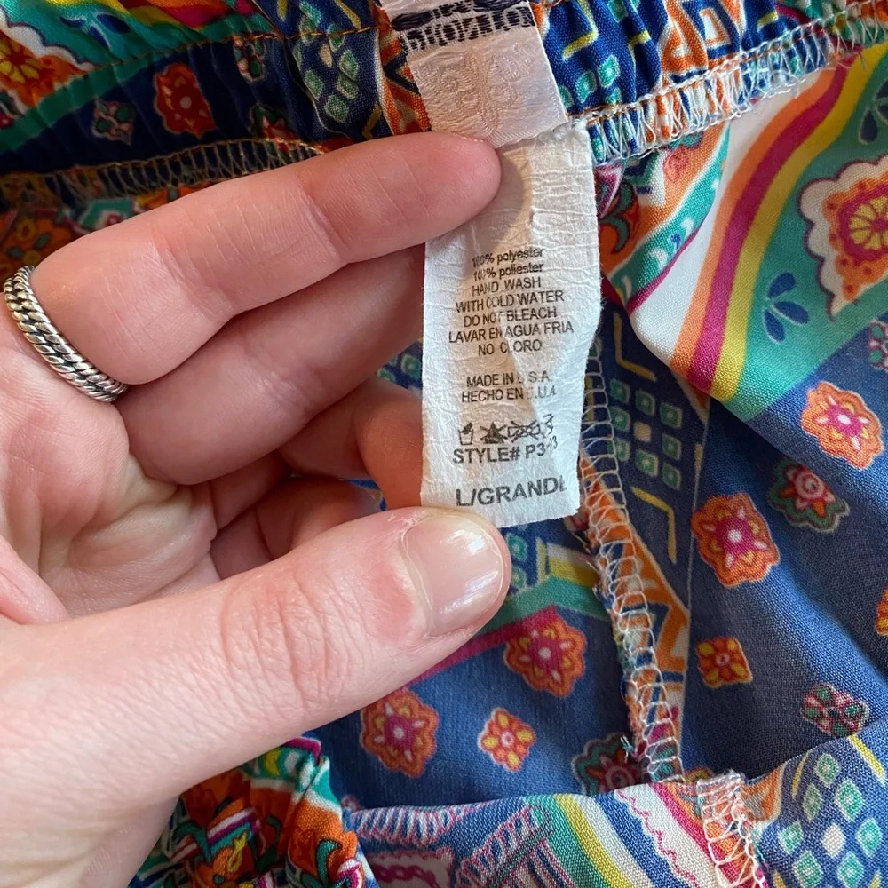 Pronto USA Nordstrom sz large fun tribal print inspired orange pink blue - Picture 11 of 13